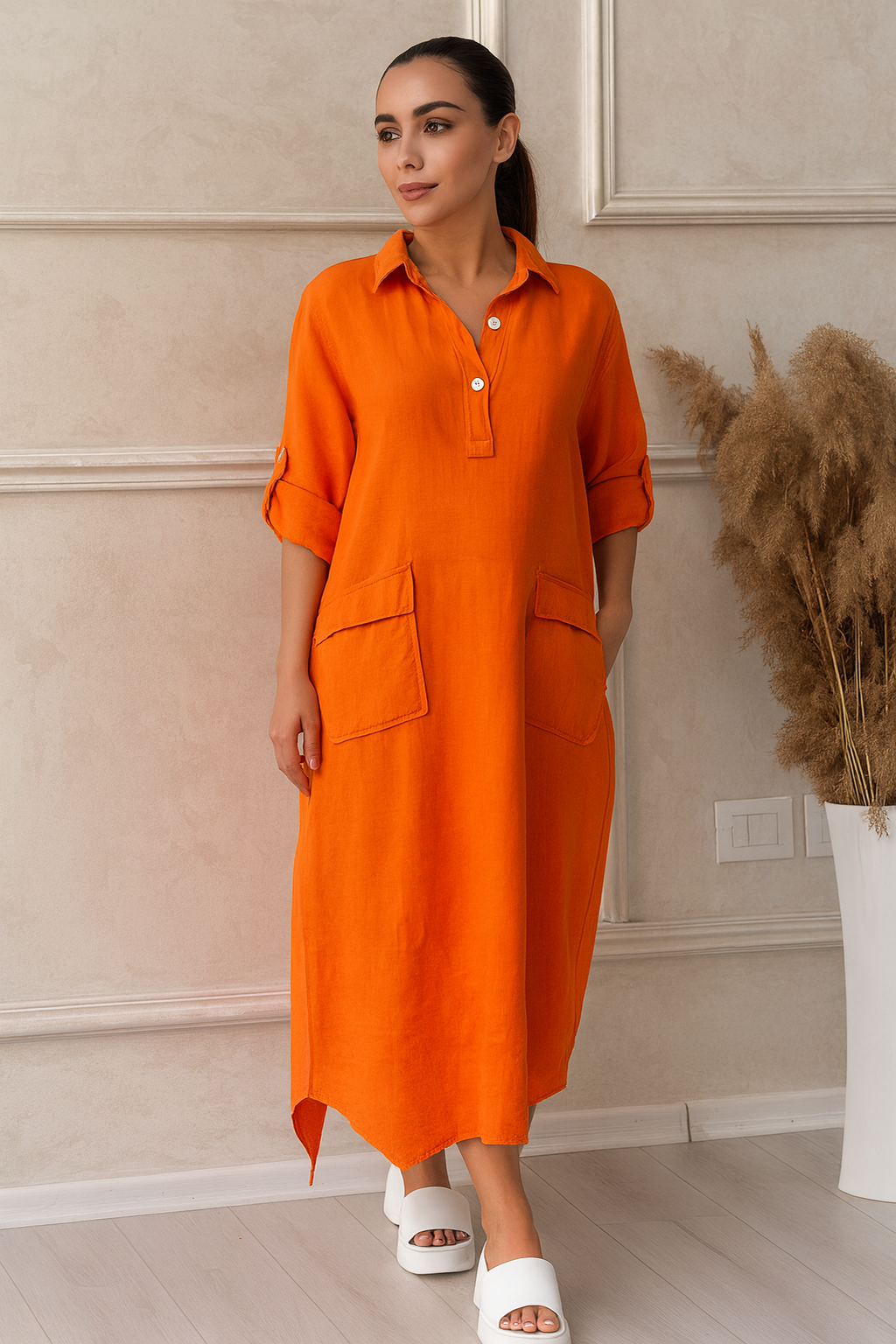 Triplechic™ Cotton-Linen Polo Dress