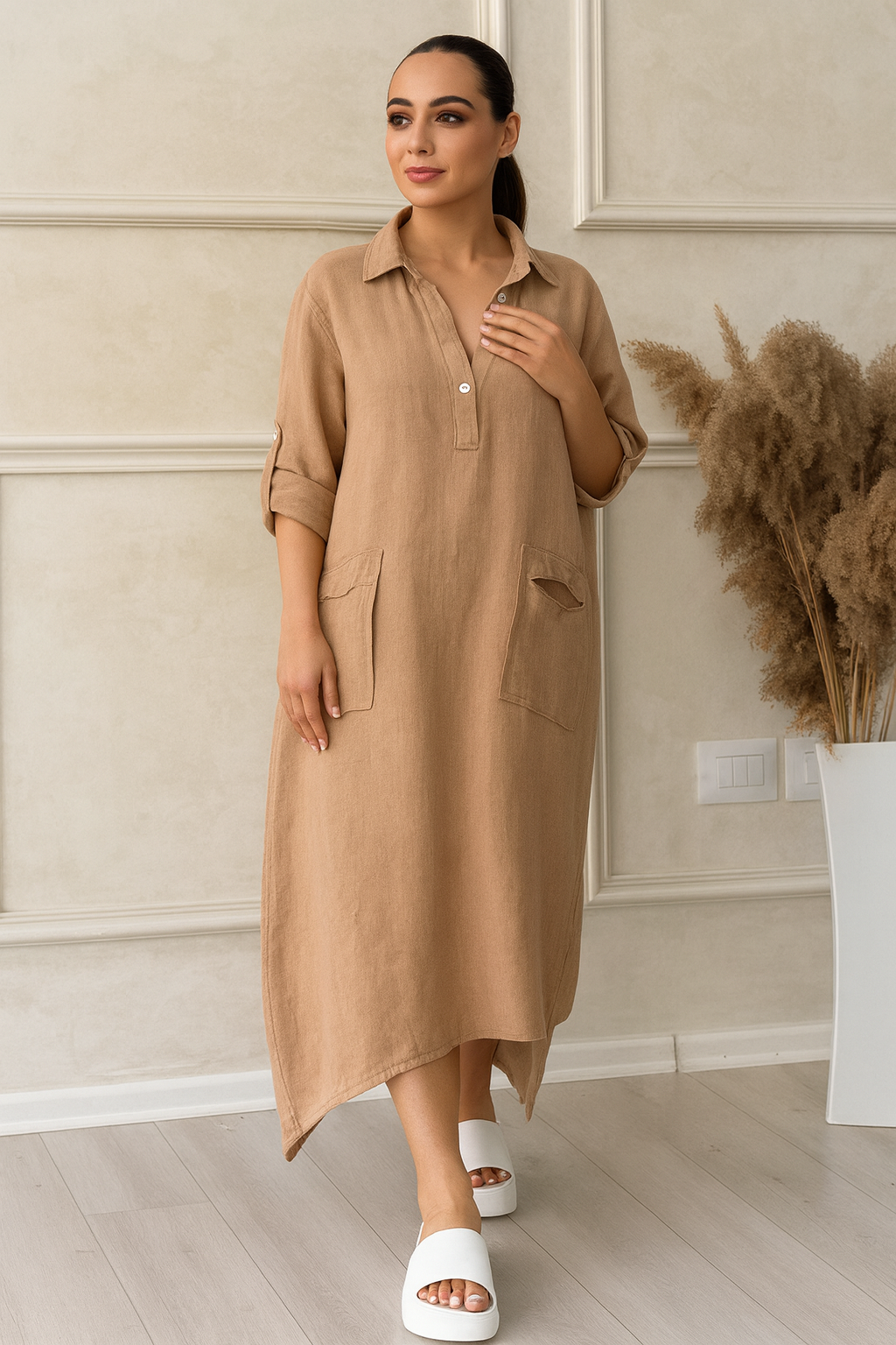 Triplechic™ Cotton-Linen Polo Dress