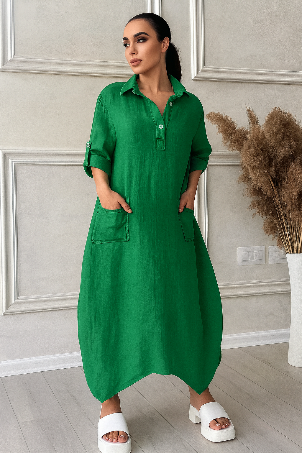 Triplechic™ Cotton-Linen Polo Dress