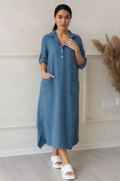 Triplechic™ Cotton-Linen Polo Dress
