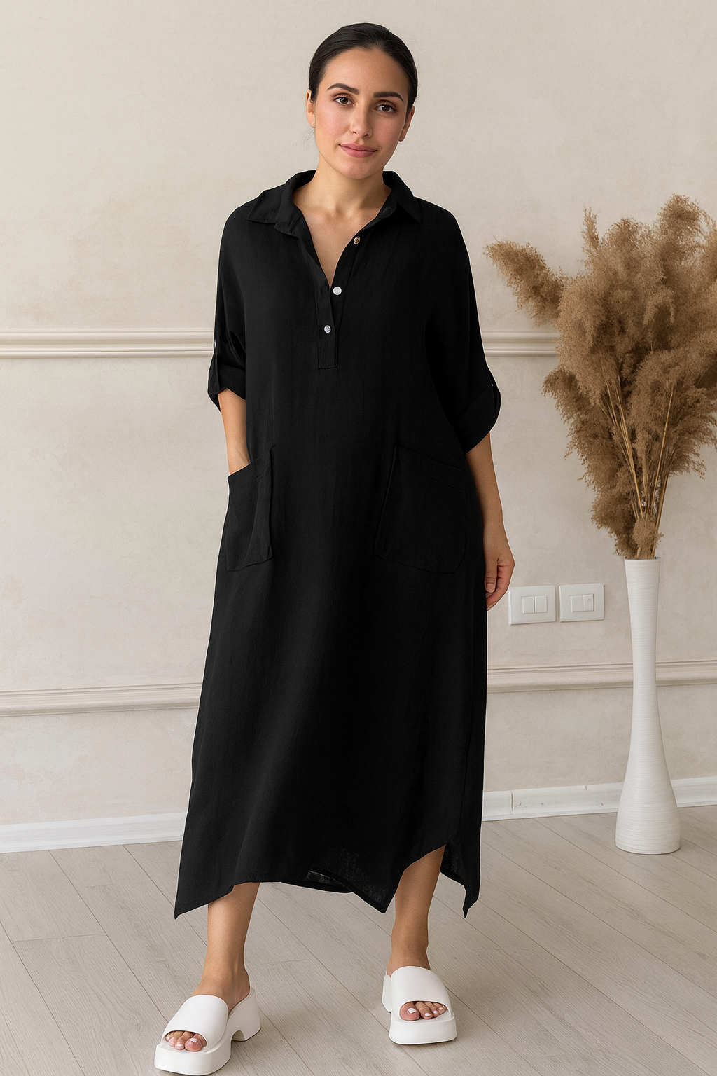 Triplechic™ Cotton-Linen Polo Dress