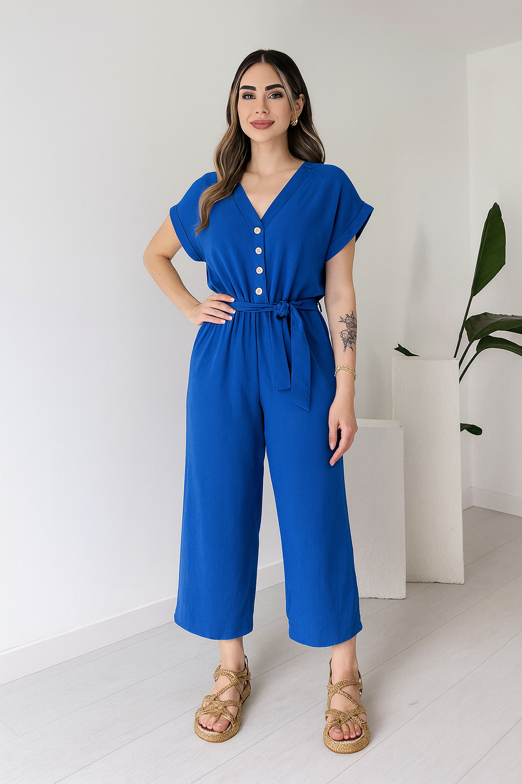 Triplechic™ V-Neck Lace-Up Jumpsuit