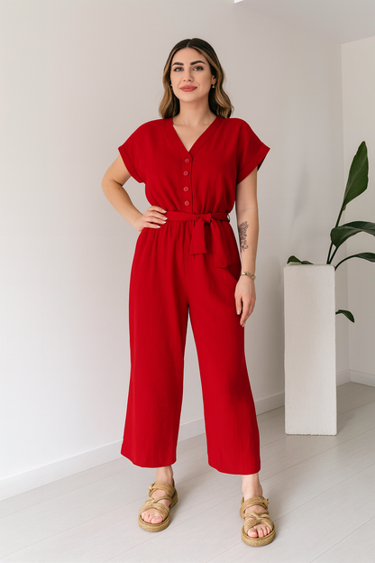Triplechic™ V-Neck Lace-Up Jumpsuit
