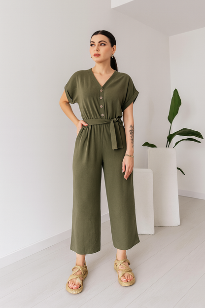 Triplechic™ V-Neck Lace-Up Jumpsuit