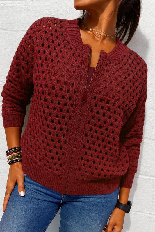 Triplechic™ Hollow Knit Zip Jacket