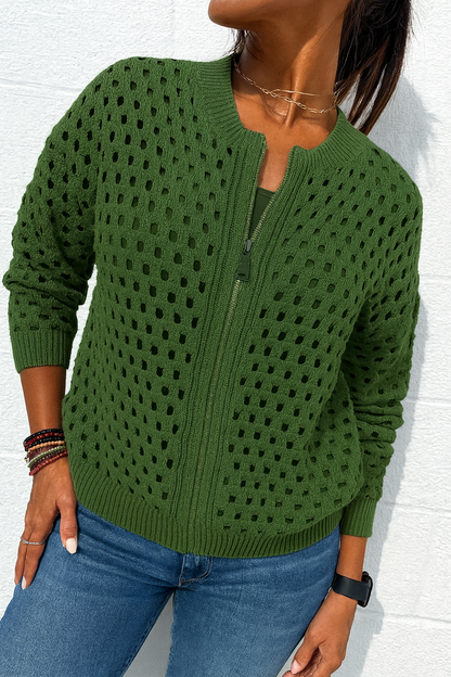 Triplechic™ Hollow Knit Zip Jacket