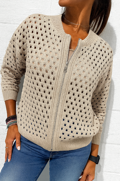 Triplechic™ Hollow Knit Zip Jacket