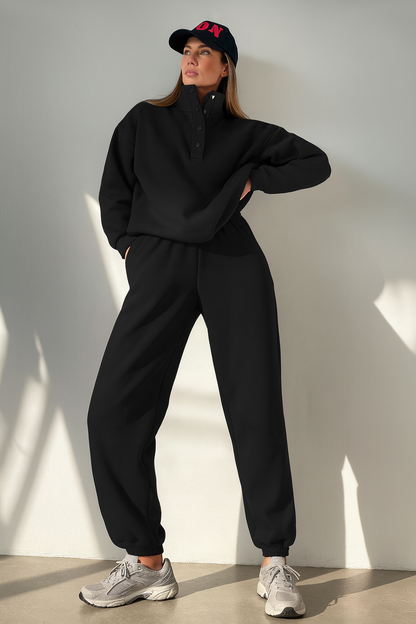 Triplechic™ Buttoned Stand-Collar Suit Set