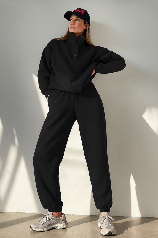 Triplechic™ Buttoned Stand-Collar Suit Set