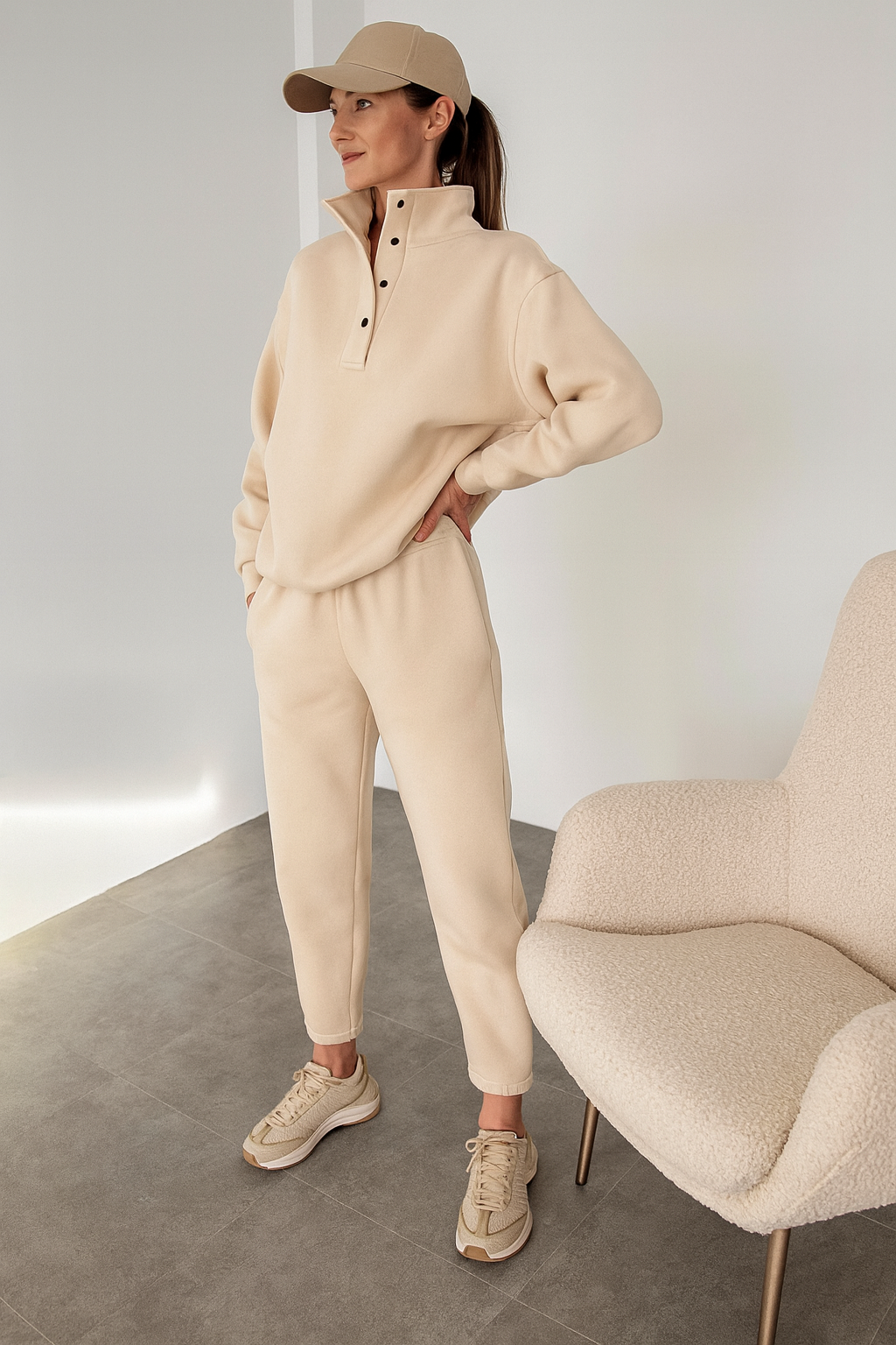 Triplechic™ Buttoned Stand-Collar Suit Set