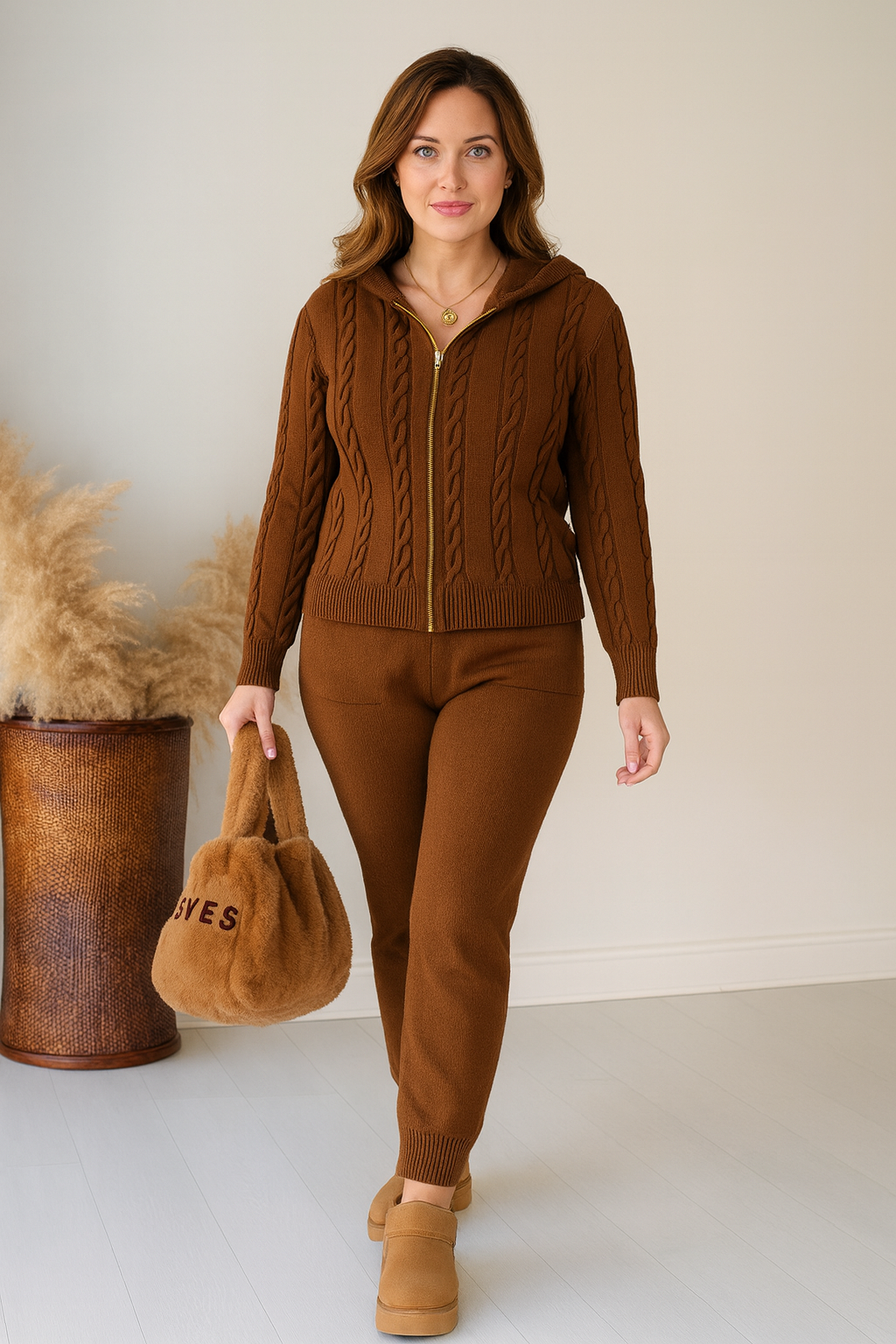 Triplechic™ Rope-Twist Zip Hoodie Set