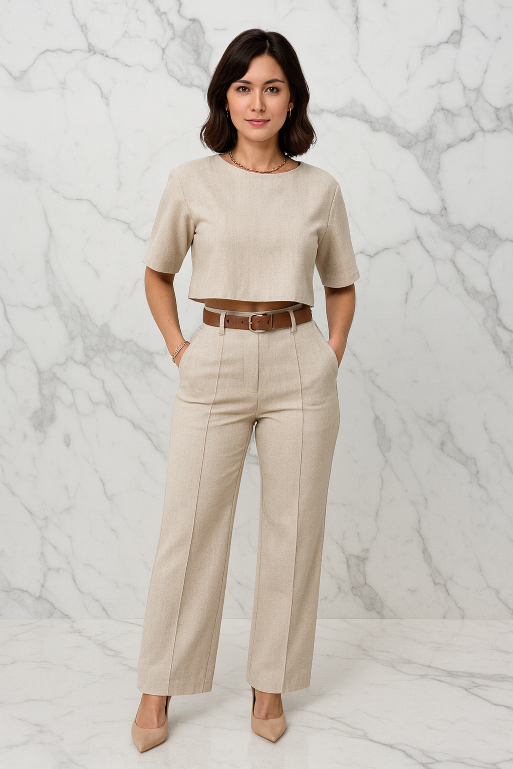 Triplechic™ Cotton-Linen Wide-Leg Set