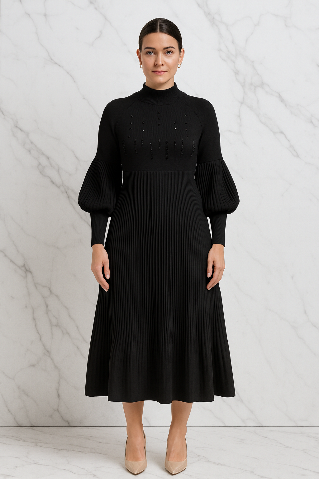 Triplechic™ Oversized Lantern Knit Dress