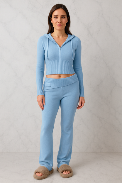 Triplechic™ Knit Hooded Cardigan & Trousers Set