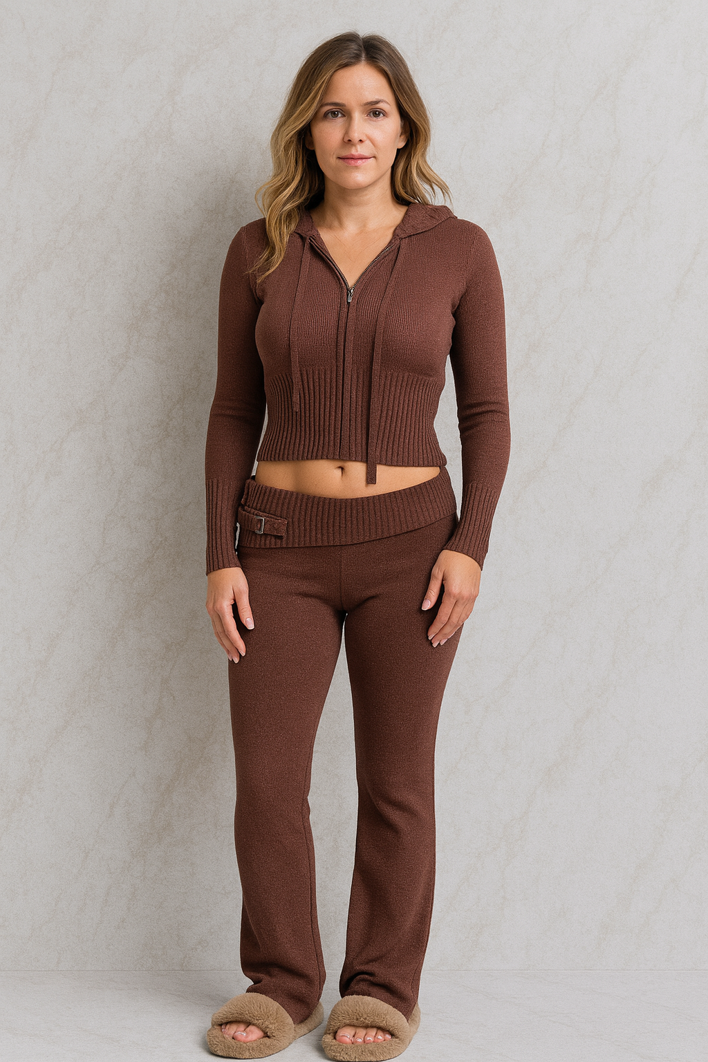 Triplechic™ Knit Hooded Cardigan & Trousers Set