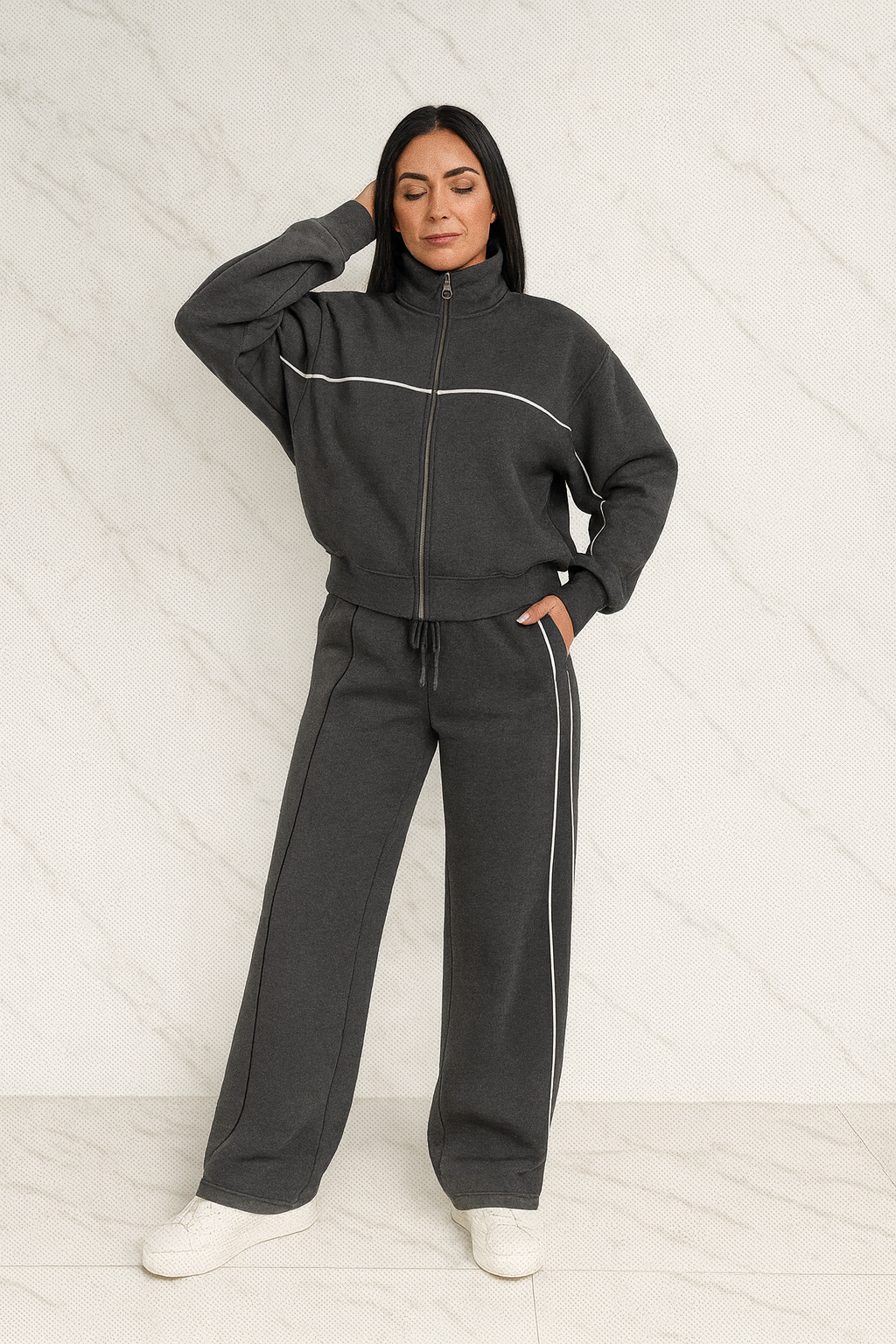 Triplechic™ Half-Turtleneck Cardigan Suit Set