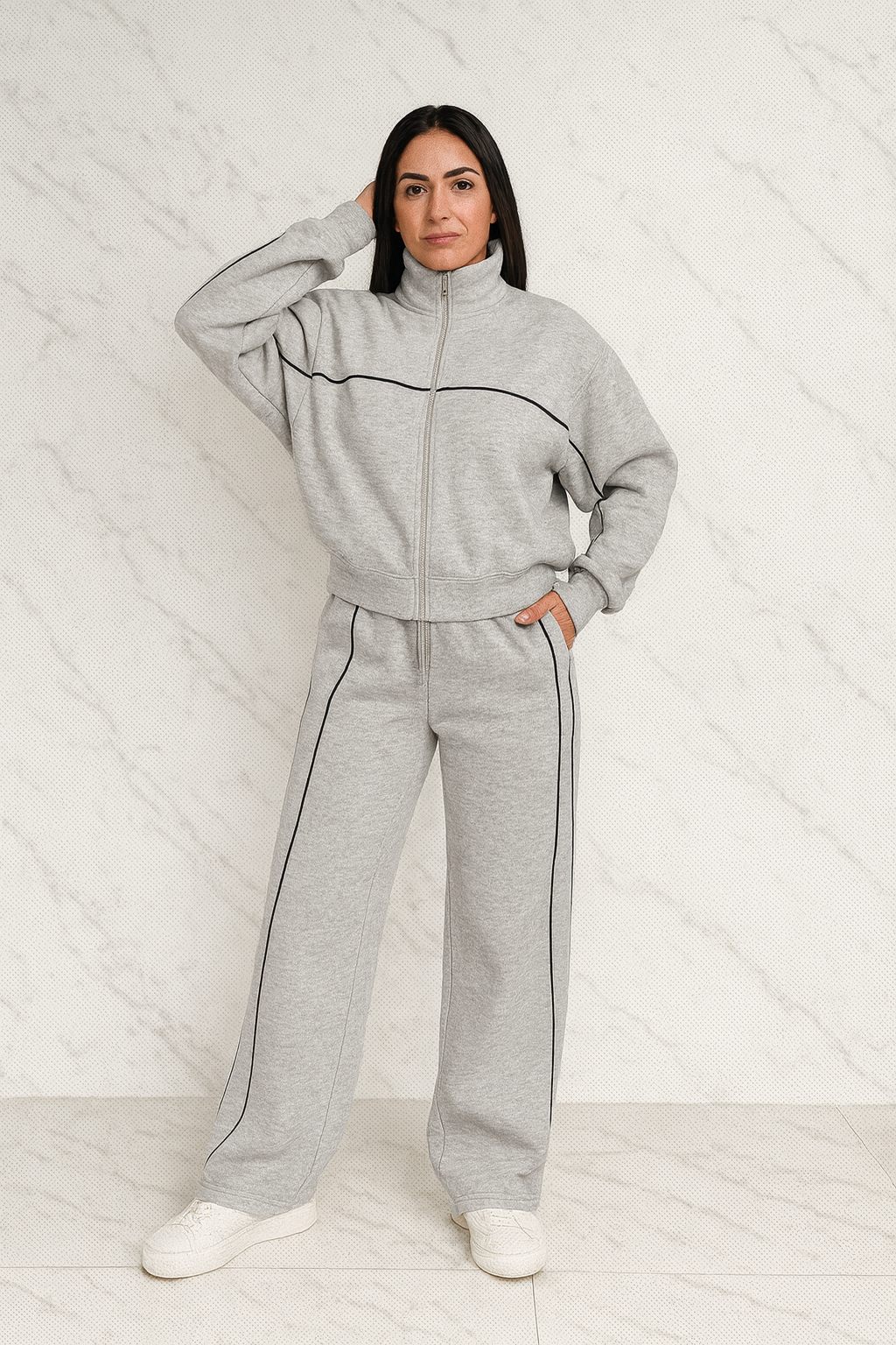 Triplechic™ Half-Turtleneck Cardigan Suit Set