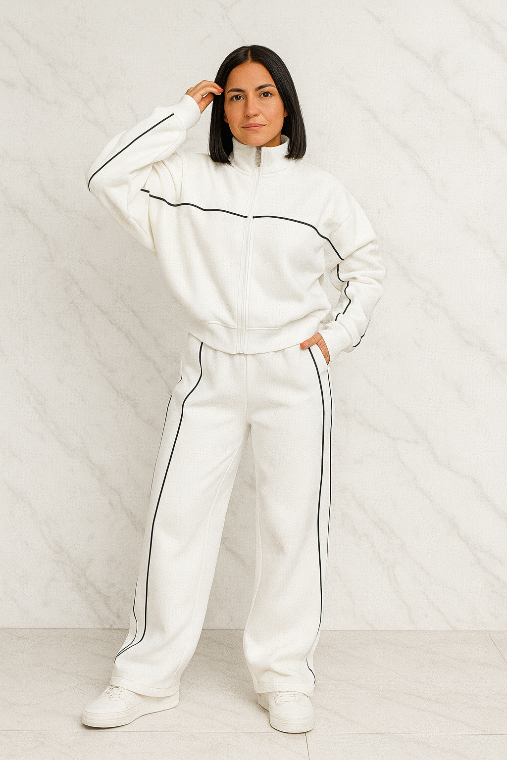 Triplechic™ Half-Turtleneck Cardigan Suit Set