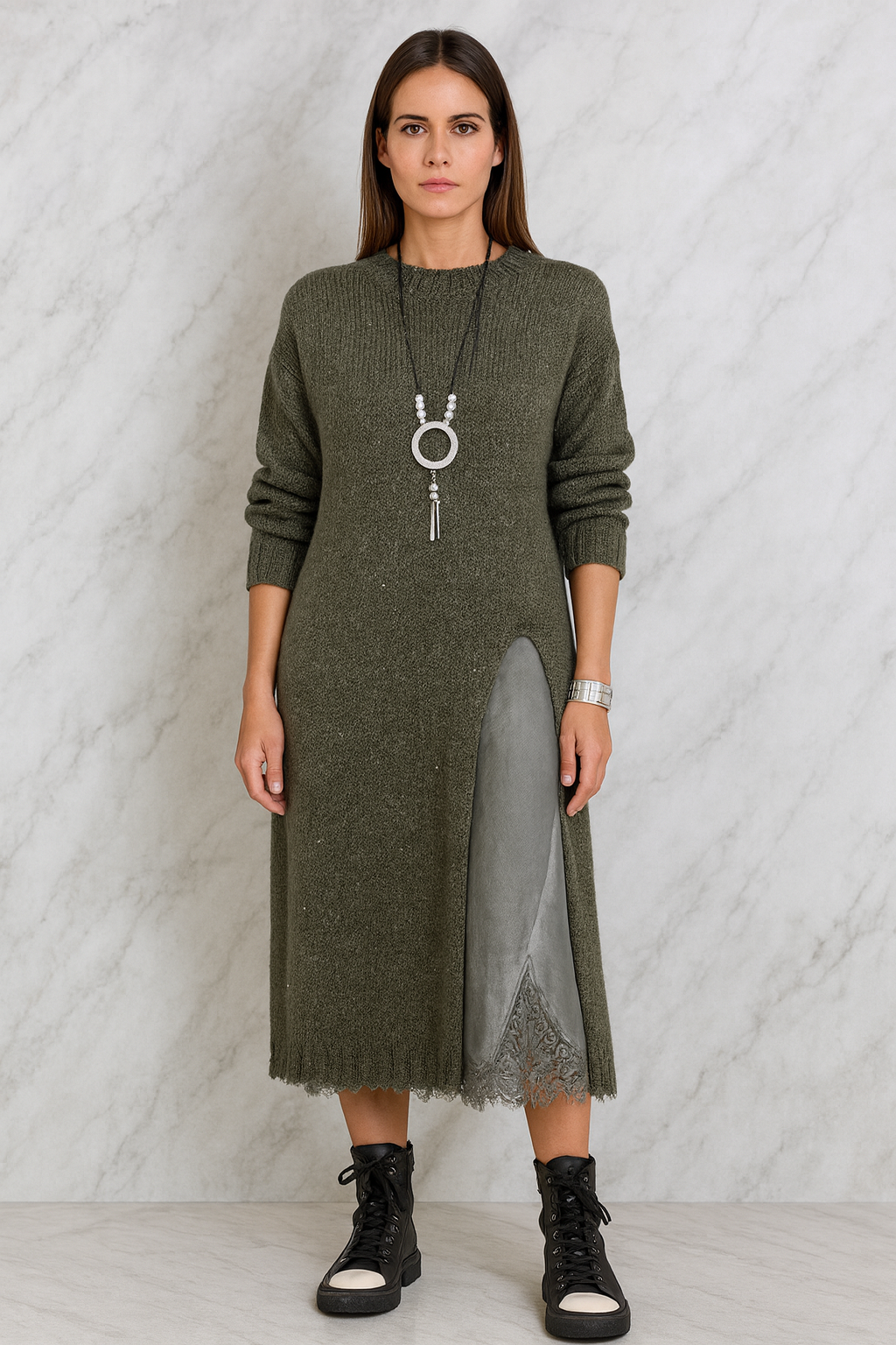 Triplechic™ Woolen Suspender Skirt Set