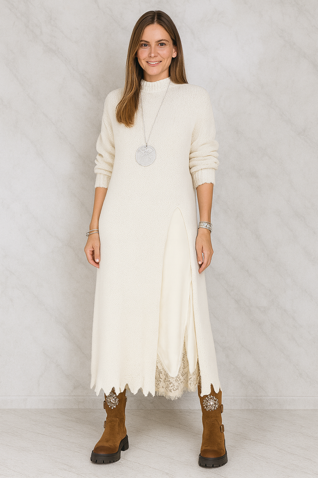 Triplechic™ Woolen Suspender Skirt Set