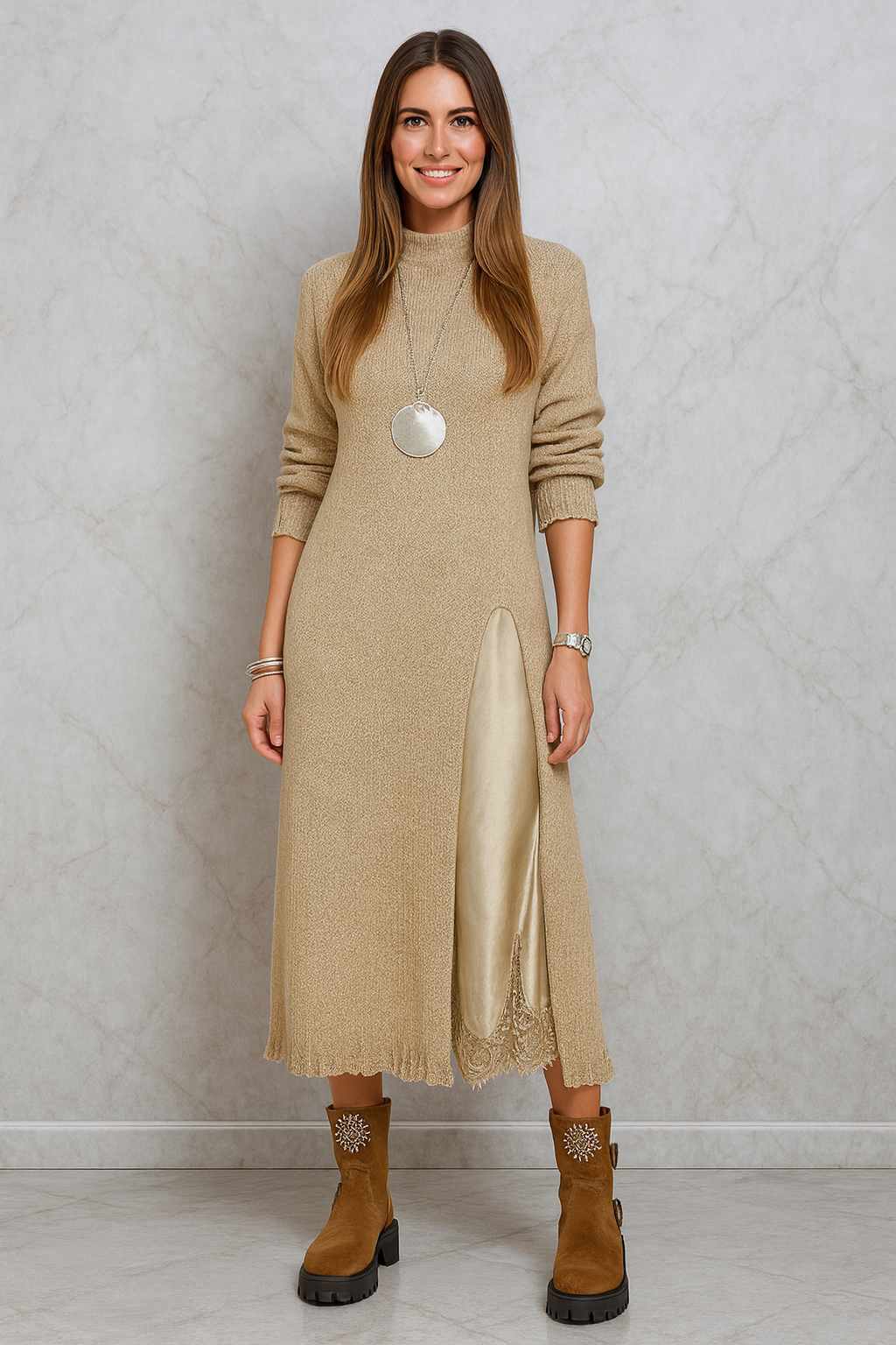 Triplechic™ Woolen Suspender Skirt Set