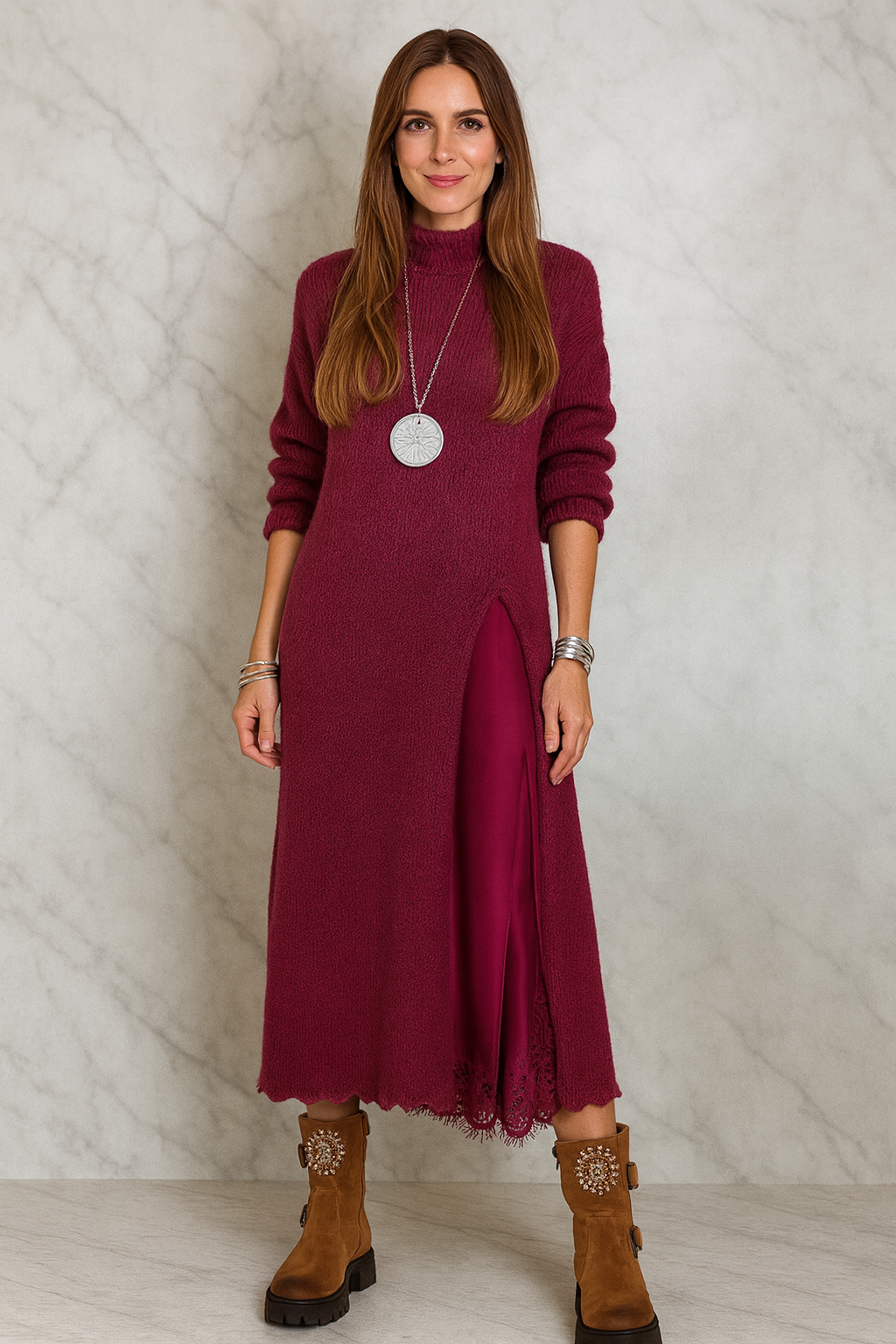 Triplechic™ Woolen Suspender Skirt Set