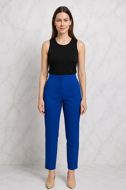 Triplechic™ Pleated High-Waist Slim Pants