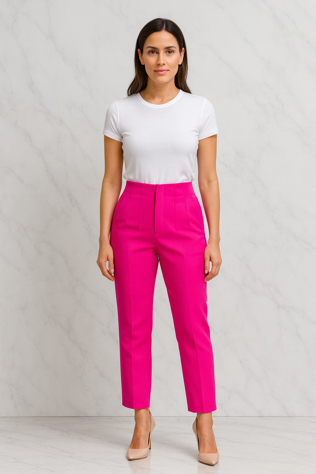 Triplechic™ Pleated High-Waist Slim Pants
