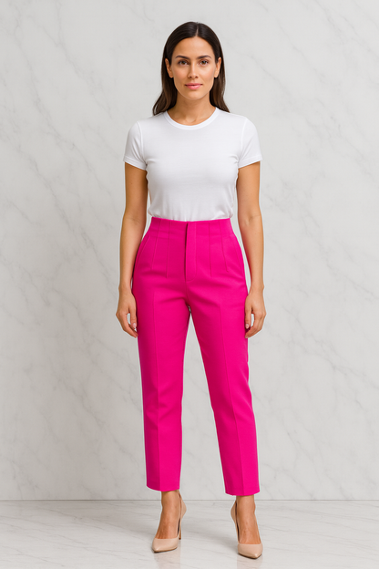Triplechic™ Pleated High-Waist Slim Pants