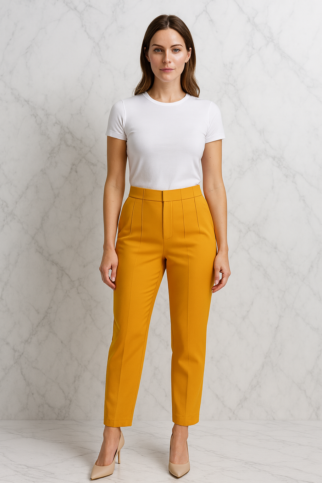 Triplechic™ Pleated High-Waist Slim Pants