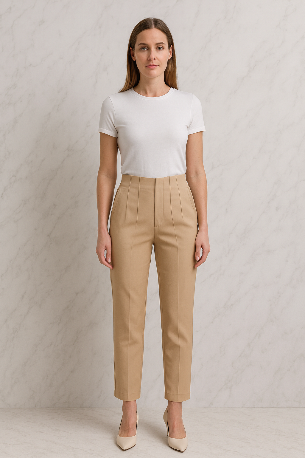 Triplechic™ Pleated High-Waist Slim Pants