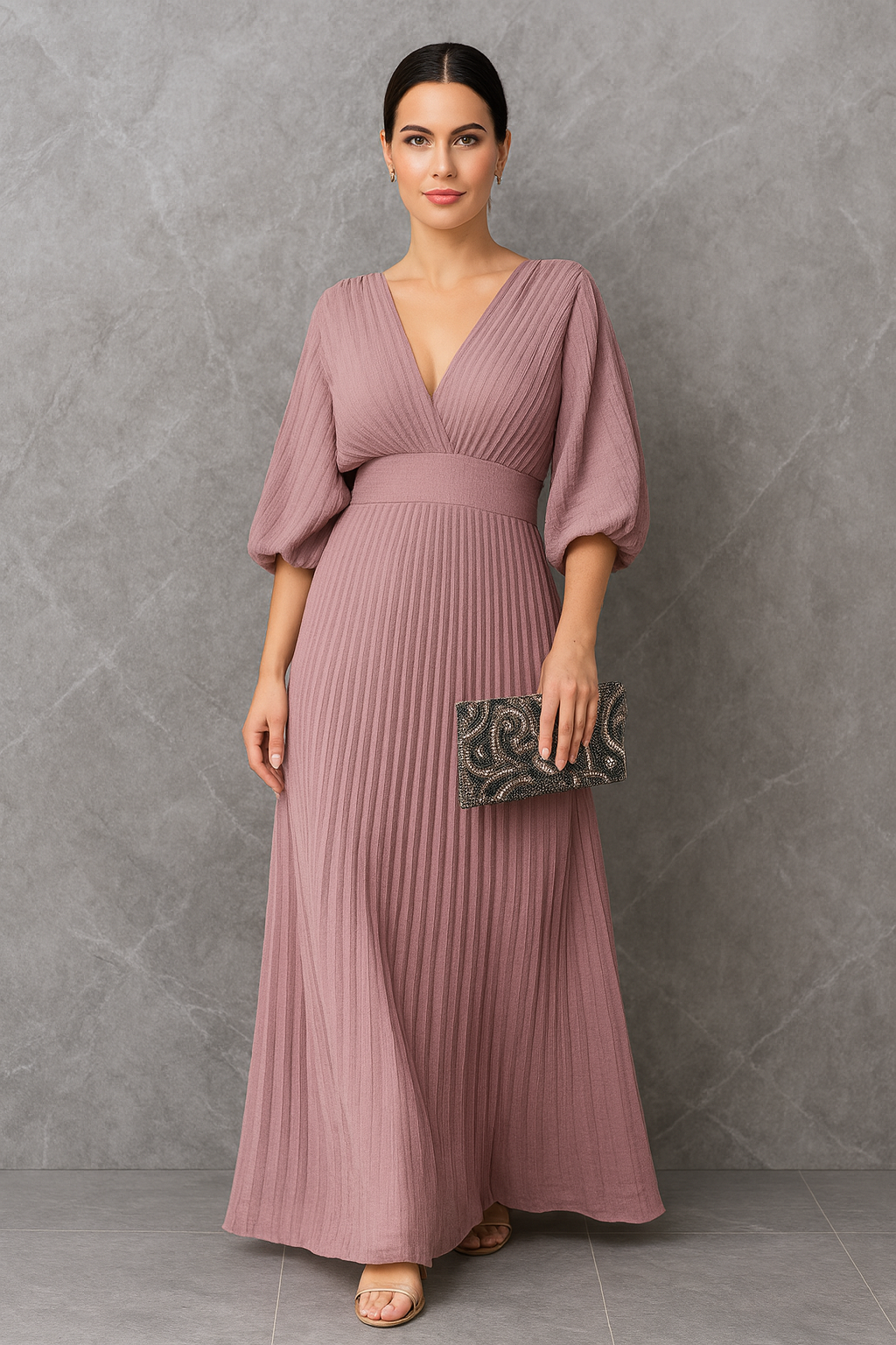 Triplechic™ V-Neck Batwing Elegance Dress