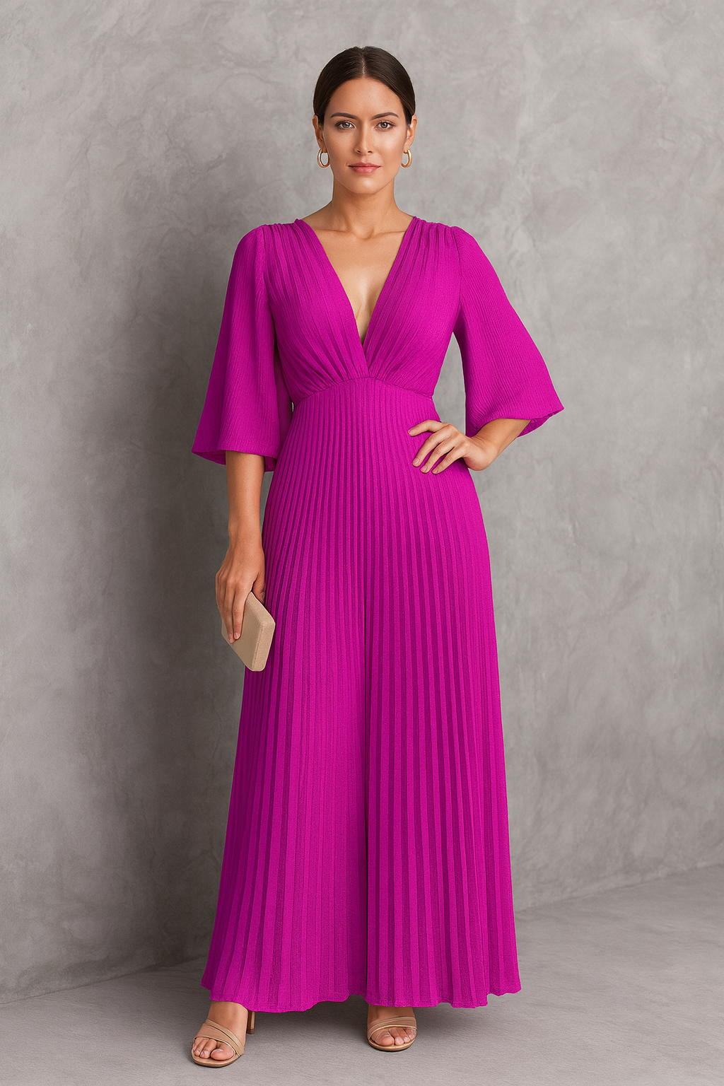 Triplechic™ V-Neck Batwing Elegance Dress