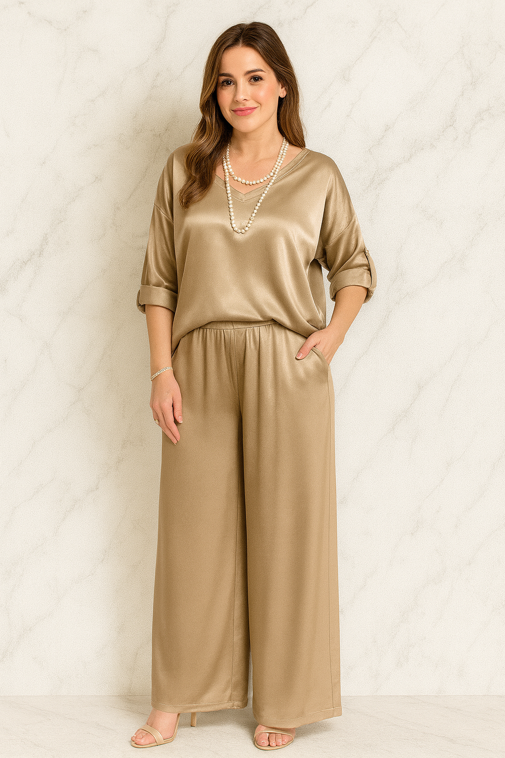 Triplechic™ Effortless V-Neck Wide-Leg Set