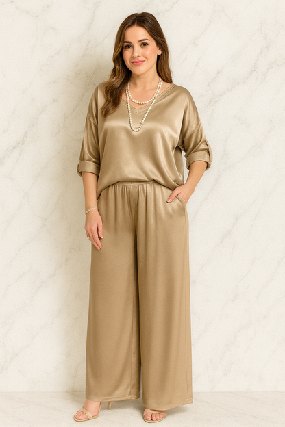 Triplechic™ Effortless V-Neck Wide-Leg Set