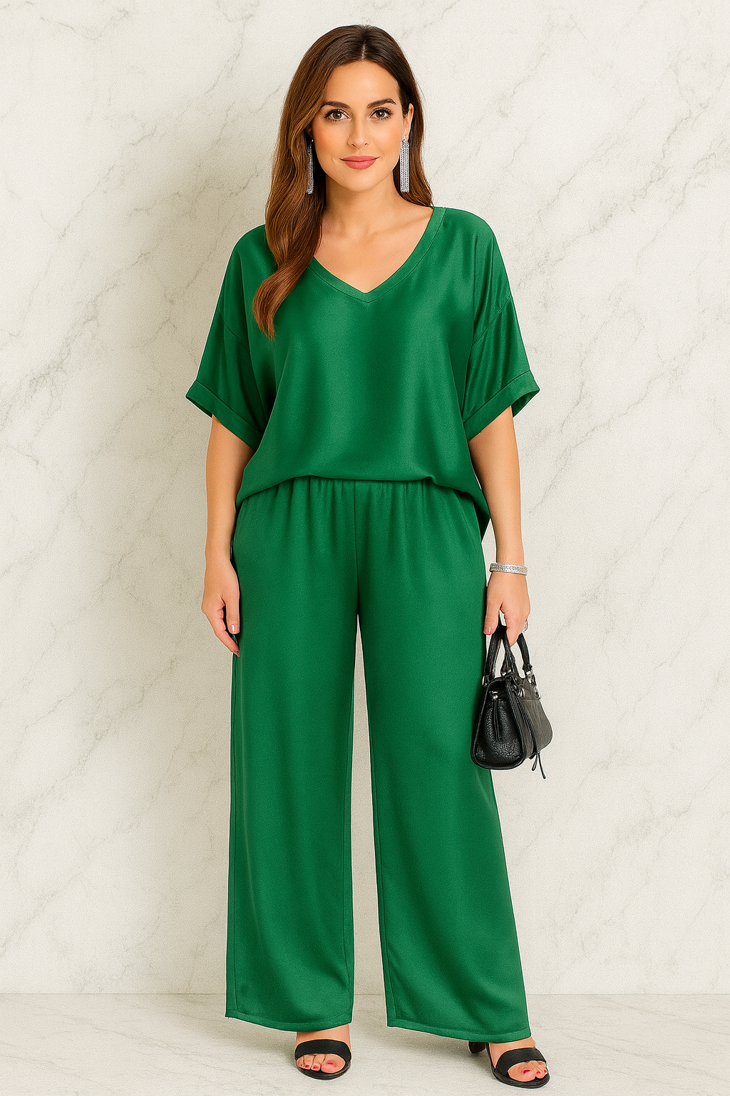 Triplechic™ Effortless V-Neck Wide-Leg Set