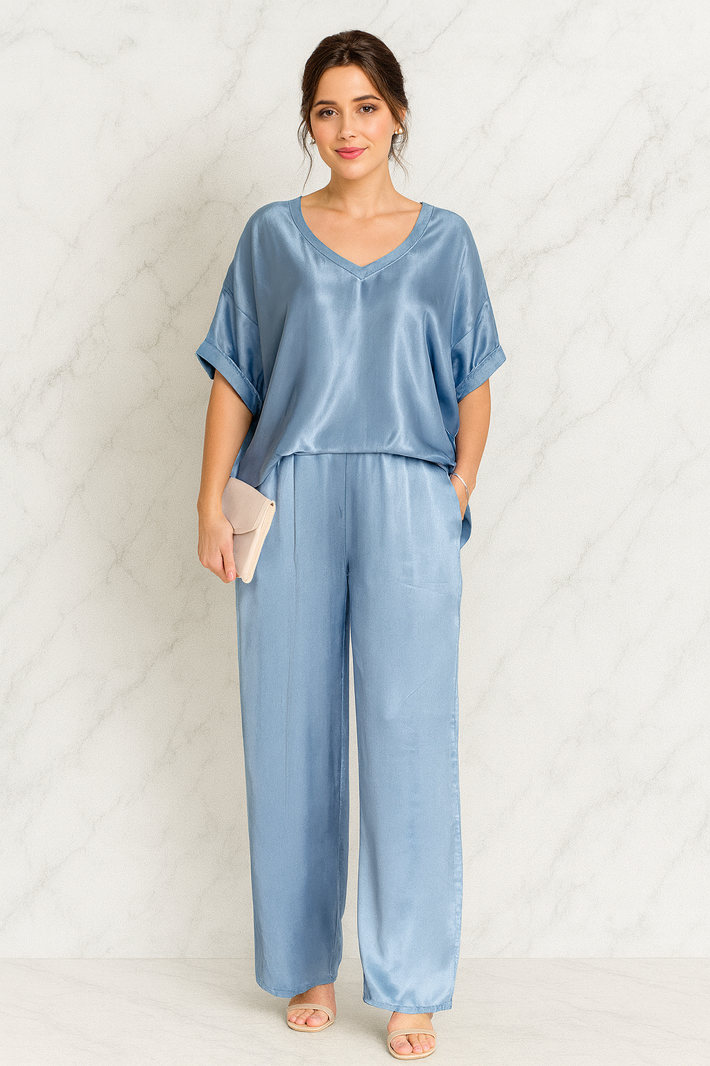 Triplechic™ Effortless V-Neck Wide-Leg Set