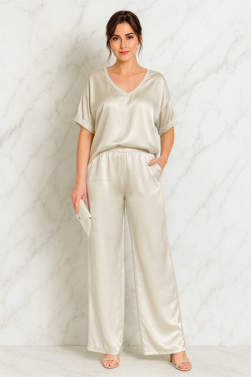 Triplechic™ Effortless V-Neck Wide-Leg Set