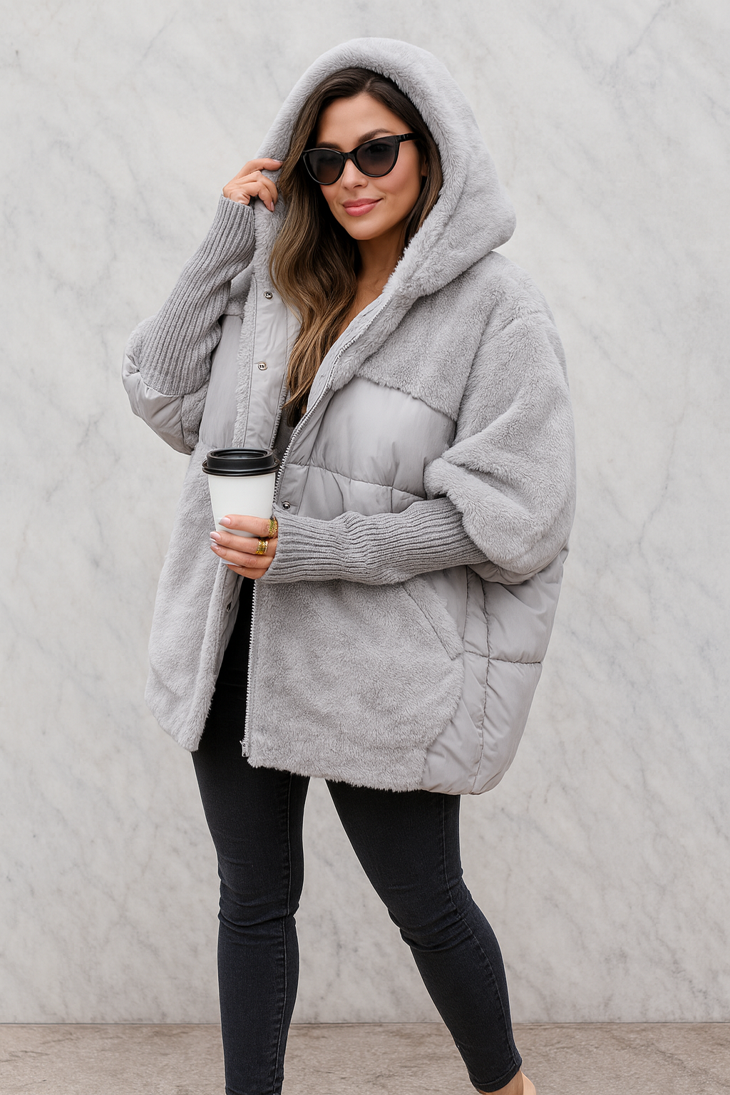 Triplechic™ Faux-Fur Patchwork Coat