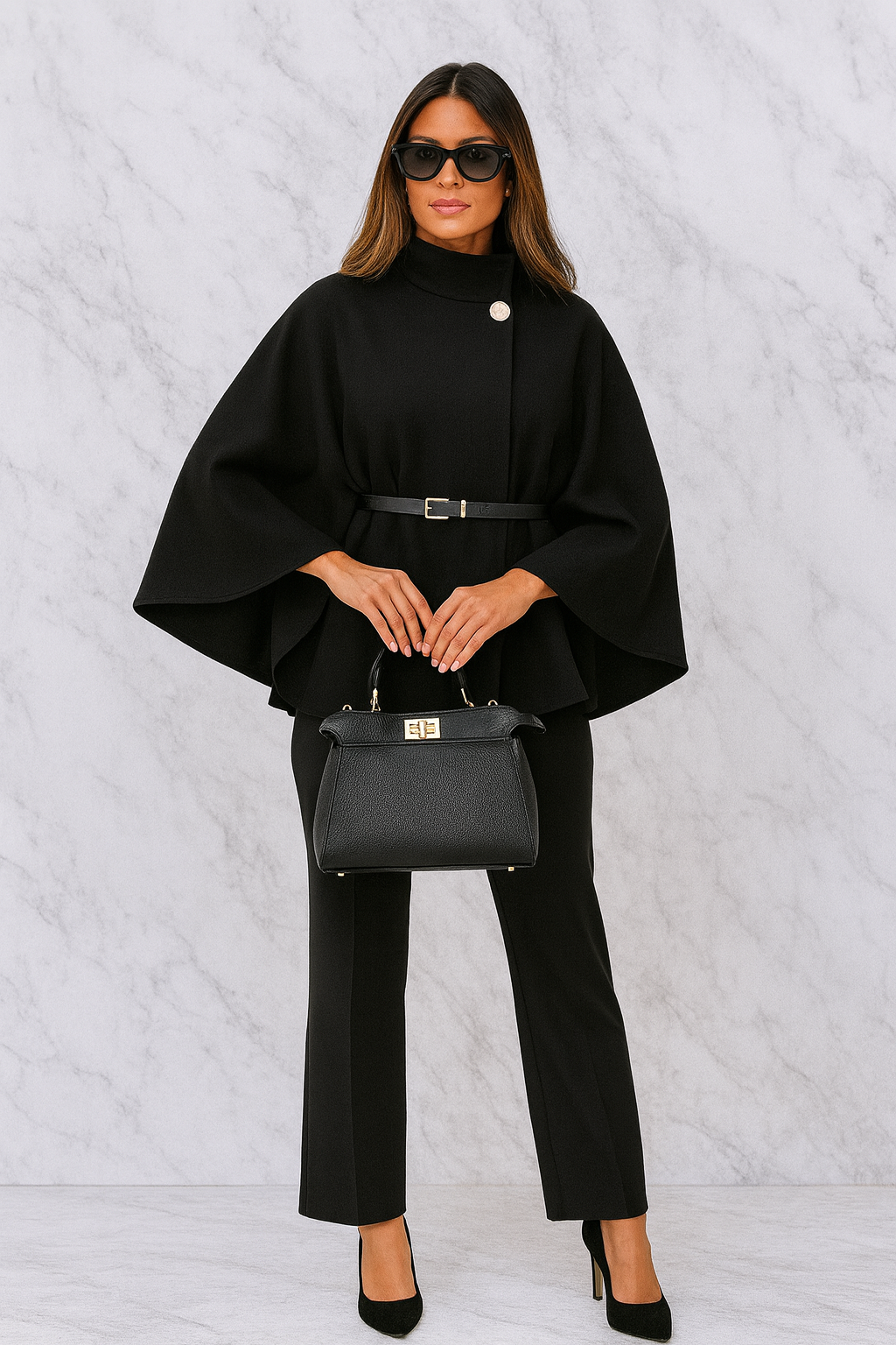 Triplechic™ Belted Cloak Sweater
