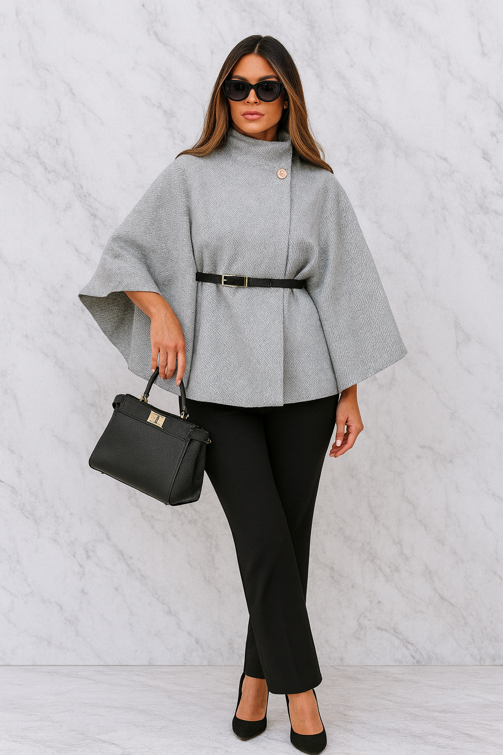 Triplechic™ Belted Cloak Sweater