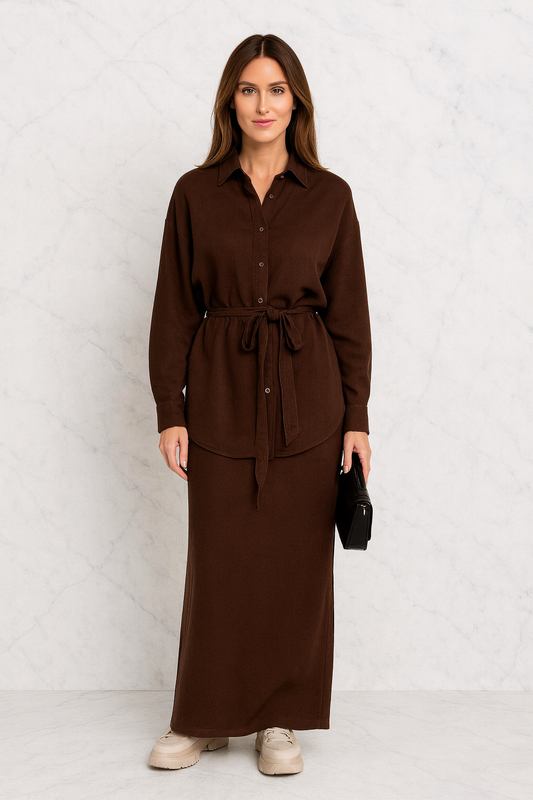 Triplechic™ Belted Denim Skirt Set