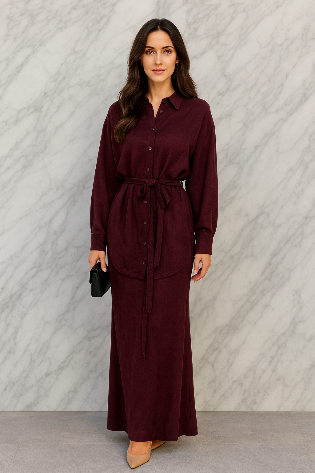 Triplechic™ Belted Denim Skirt Set