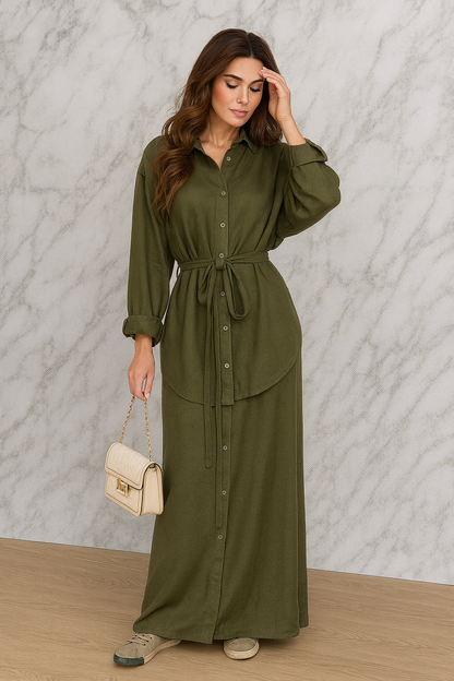 Triplechic™ Belted Denim Skirt Set