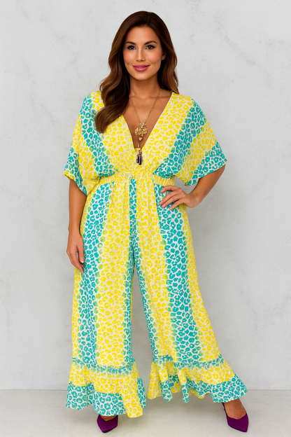 Triplechic™ Printed V-Neck Wide-Leg Jumpsuit