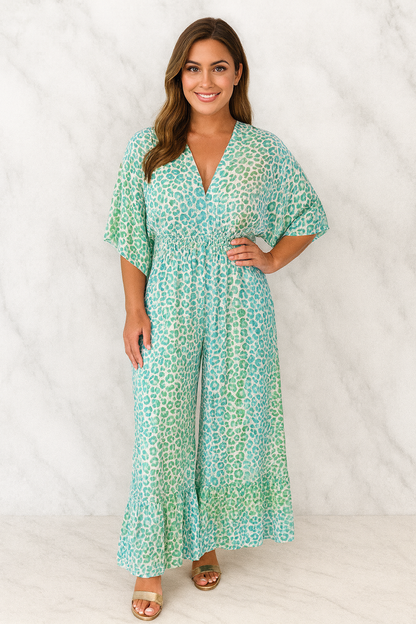 Triplechic™ Printed V-Neck Wide-Leg Jumpsuit