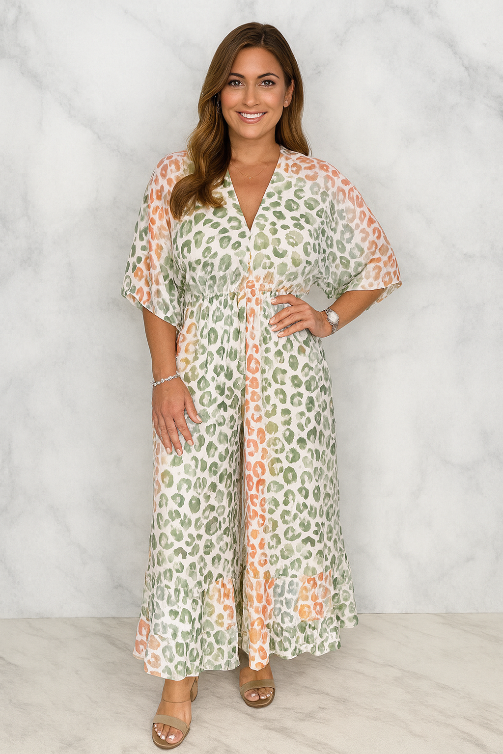 Triplechic™ Printed V-Neck Wide-Leg Jumpsuit