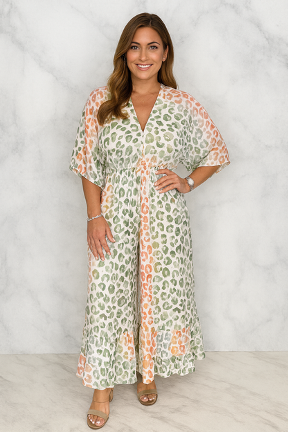 Triplechic™ Printed V-Neck Wide-Leg Jumpsuit