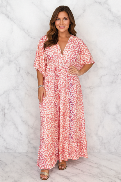 Triplechic™ Printed V-Neck Wide-Leg Jumpsuit