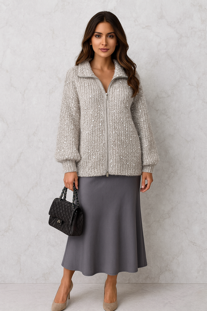 Triplechic™ Sequin Knit Fashion Coat